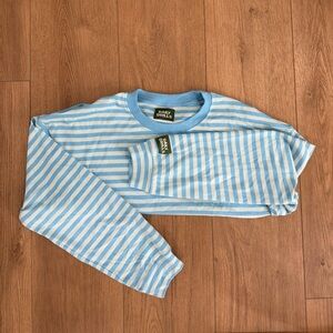 Daily Drills Sky Blue & White Striped Long Sleeve Top